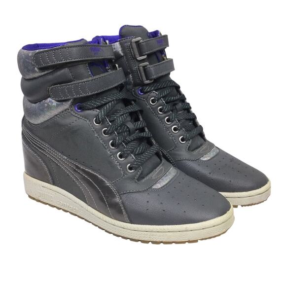 Puma Sky Hi Contact Wedge Gray Leather Retro High Top Futuristic Sneaker 10 - Picture 1 of 12